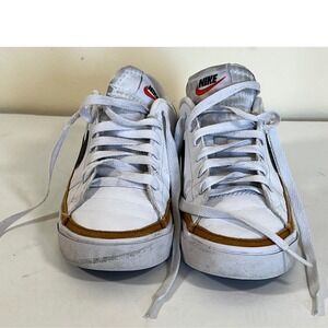 Nike Court Legacy Leather White Black Accents Casual Sneakers - 5.5 Womens Shoes